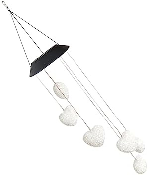 Lampe Carillon Éolien Solaire Cœur LED 6 Couleurs Abs PVC Extérieur | Changement de Teinte, Éclairage Intégré Nocturne, Charge Solaire, pour Porche et Jardin, Décor Saisonnier