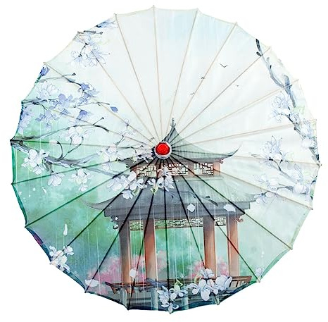 F Fityle Parapluie en papier huilé chinois Art japonais chinois Parapluie de danse classique 32 pouces Parapluie en soie de bambou pour la décoration de, Styled