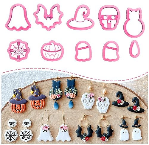 KEOKER Halloween Polymer Clay Ohrringenformen - 10 Formen