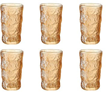 HEXEH Tazza di Vetro 6. PC/Set Bere Bicchieri Acqua Acqua Tumbler Riutilizzabile Tazze di Vetro impilabili for Bevande Miste, Acqua, Succo di Frutta, Birra, Cocktail Bicchiere da Acqua (Color : C)
