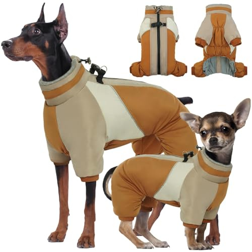 Kuoser Wasserdichter Hundemantel, Wärmer Hundemantel Für Kleine Hunde, Wasserdicht Hundemantel Winter, Hundemantel Mit Geschirr, Moden Hundejacke, Reflektierend Hundejacke Kleine Hunde, Braun L