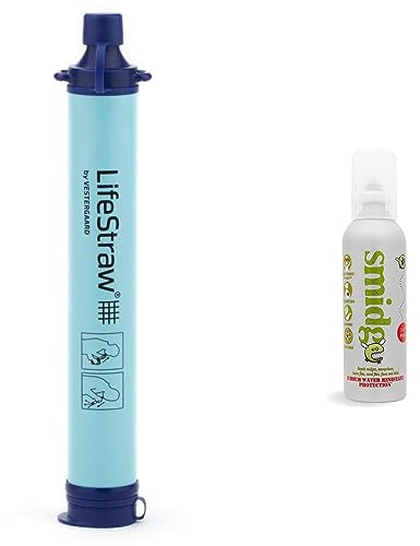 LifeStraw Personal Water Filter, Blue, 1pc & Smidge Insect Repellent (75ml)