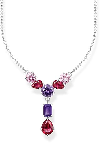 Thomas Sabo Dam Y-halsband med sju flerfärgade stenar sterling silver 925 KE2195-477-7, one size, Sterlingsilver