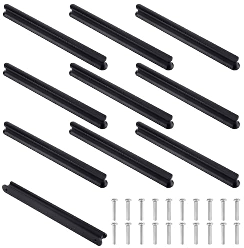 Mynoozi 10 Stück 180mm Long (160mm Lochabstand) Möbelgriffe, Griffe für Küchenschränke, Schwarz Schrankgriffe Türgriffe Küche Stangengriff Schubladengriffe für Schrank Möbel Küche Schublade (Schwarz)
