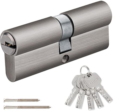Hengsong Zylinderschloss 40/40,Schließzylinder 40/40,Profilzylinder für Haustür,Haustüren,Sicherheitsschloss Haustür,Gartentor Schloss,Haustürschloss,ca.8cmx1.68cmx3.28cm,Grau