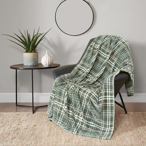 Lucky Brand Camper Plaid Olive Green 50x70 Cozy Plush Blanket - Premium Microfiber Throw for Luxurious Comfort and Style