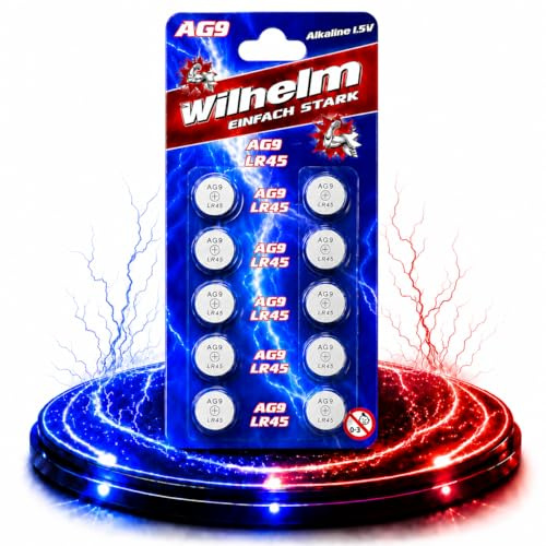 Wilhelm AG9 1,5 V Alkaline Knopfzellen 1,5V (LR936 LR45 394) – 10 Stück
