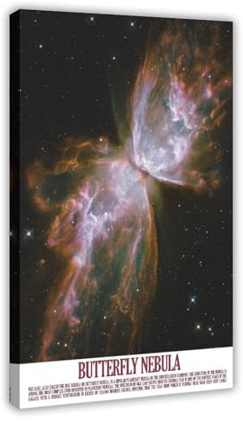 MExmeb Leinwandposter mit Schmetterlingsnebel, Raum, Astronomie, Schlafzimmer-Dekor, Sportlandschaft, Büro, Raumdekoration, Geschenk, Rahmen-Stil, 30 x 45 cm