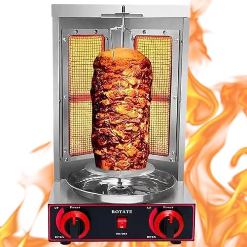 Lakenbroade Máquina Shawarma Doner Kebab Grill Gyro Rotisserie Parrilla Vertical de Gas propano con Cuerpo de Acero Inoxidable para Restaurante, Cena, Cocina casera,Gas