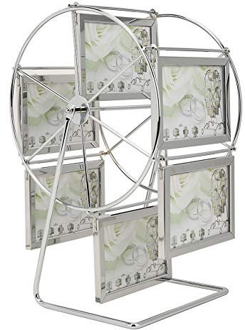 VINGVO Cornice portafoto girevole per ruota panoramica, fai da te, in metallo, per foto di famiglia personalizzata, per foto da 6 x 3,5 pollici