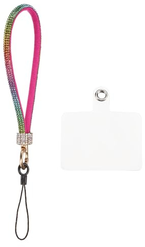 QUARKZMAN 1pz Laccio Telefono Universale, Cinturino Polso Staccabile con Scintillio Patch per Telefono Lussuoso Cordoncino Scintillante Fai da Te Auricolari Portachiavi, Multicolore