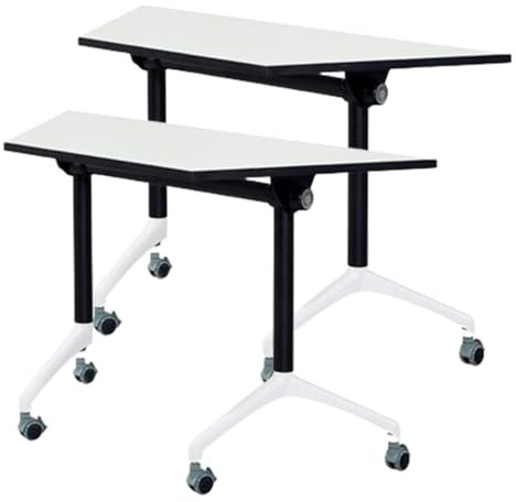 Zusammenklappbarer Konferenztisch mit Rädern, weiß, tragbarer Besprechungstisch für Büro, Klassenzimmer (2 Stück)