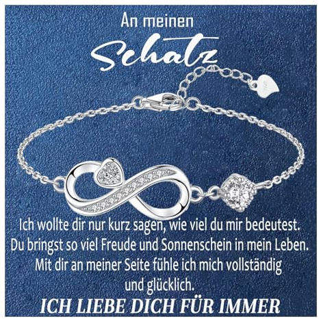 Gkmamrg Armband Damen 925 Sterling Silber - Geschenke für Frauen - Unendlichkeit Herz Armbänder Kristallen Armkette Valentinstag Muttertag (Böhmisch)