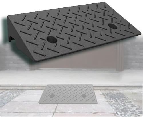 QSPNVFB Portable Rampe De Bordure, Haut 4cm 6cm 8cm 10cm 15cm, Fauteuil Roulant Rampe De Seuil, Caoutchouc Rampe D'Accès Voiture pour Trottoir Garage(50x25x7 cm)