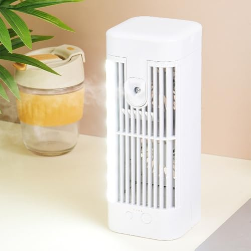 HpLive Tragbarer Luftkühler, Sommer Mini Air Conditioner, 3 Geschwindigkeiten Air Conditioner, USB-Ventilator für Schreibtisch, Haus und Büro, weiß(2400mAh)