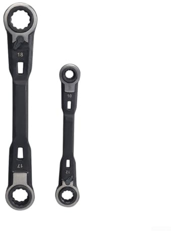 FACULX Set di 2 chiavi a cricchetto multifunzione 4 in 1 a doppia estremità, per riparazione auto, 8-10 mm, 12-13 mm, 16-17 mm, 18-19 mm, kit di attrezzi manuali