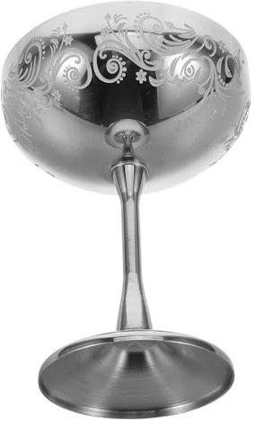 Ciieeo tazón de helado Tazas de helado taza para el hogar jarrón decorativo taza de postre de acero inoxidable Copa de vinos retro de copa Taza de metal copa de vino de escritorio Silver