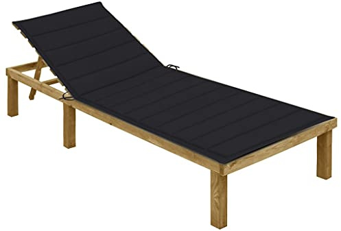 XINCXIN Sonnenliege, relaxliege Wohnzimmer korbsessel Outdoor Strand Stuhl gartenstuhl hochlehner Geeignet für Home Camping Outdoors Balcony Garden mit Schwarzer Auflage Imprägniertes Kiefernholz