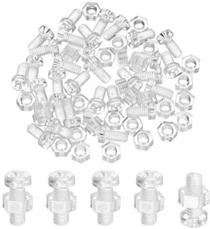 M METERXITY 30-Pezzi Kit Viti E Dadi Trasparenti In Plastica Acrilica, M5x10mm Viti A Testa Tonda Con Alesatore Crociato Per Accessori Macchine/Attrezzature