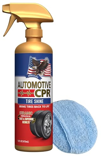 Automotive CPR Tire Shine – Long-Lasting Deep Black Finish, UV Protection, Water & Dirt Repellent – Easy Spray Application, Made in USA (16oz)