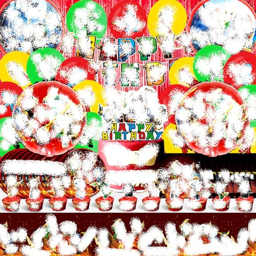 80 Pcs Ninja Kindergeburtstag Deko, Ninja PartyLuftballons,Children's Birthday Decoration, Papiergeschirr, Banner, Pappbecher