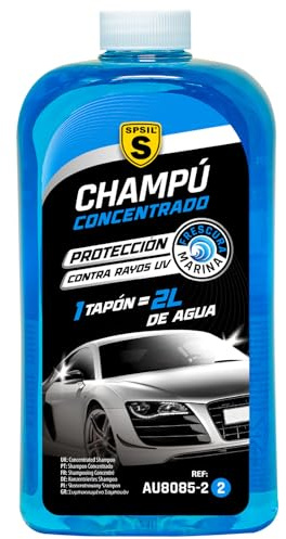 SPSIL Champú Concentrado para Coche Limpieza Profunda con Espuma Activa Lavado Seguro pH Neutro para Pintura y Brillo Elimina Suciedad e Insectos Apto para Moto y Vehículos FRESCURA MARINA 1000ml
