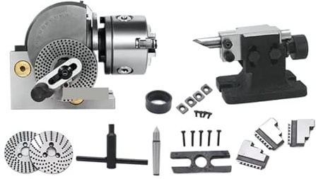 4-inch indexing Head with 3-jaw Chuck, Precision semi-Universal indexing Head for milling Machine Rotary Table (Withtailstock)