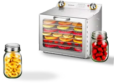 EPIKNOWEE Déshydrateur Alimentaire Avancé pour Usage Domestique, Sèche Multi-Plateaux Acier Inox avec Minuterie et Thermostat Réglable, pour Préparer Jerky, Fruits Secs, Légumes,Herbes(8-Tray)