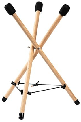 Treppiede pieghevole leggero per tamburo, struttura in legno, include borse per il trasporto, soluzione compatta per riporre oggetti
