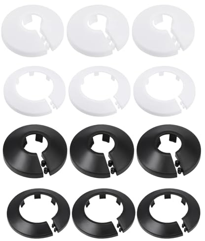 Wasserrohr-Abdeckung, Dekoration, 15 Stück, 12 mm - 50 mm, Wasserrohrabdeckung, Rohrmanschette, Dekoration, PP-Heizkörperrosette, Rohrabdeckungen (weiß, 50 mm)