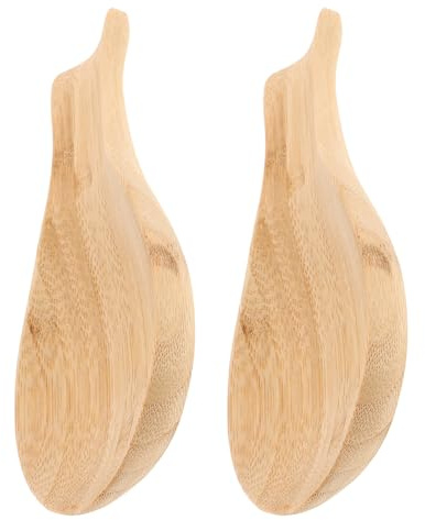 Mikikit 2 pièces Porte-cuillère Bois Lot de Support Résistant Chaleur Antidérapant pour Cuillères et Spatules Repose Ustensiles de Cuisine Décoratif pour Comptoir Style Ferme
