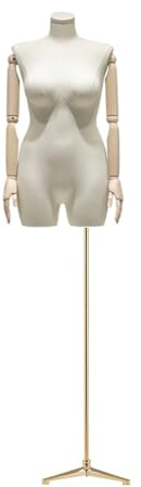 GUHPZA Höhenverstellbar Von 175 Bis 234 cm Für Menschliche Schaufensterpuppen, Große Puppe Mit Drehbaren Armen Aus Massivholz Und Stabilem Sockel,White Gold