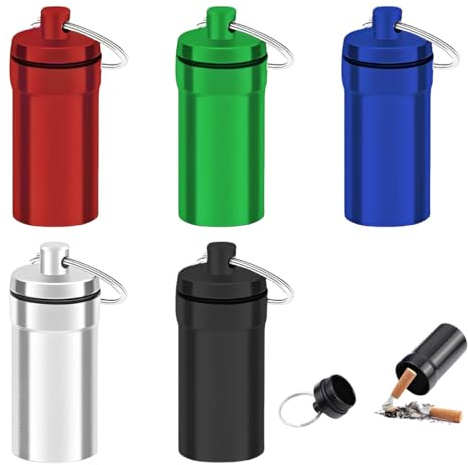 UYVPAER 5 Pcs Mini Cenicero De Bolsillo Portátil Con Tapa Y Llavero Aleación De Aluminio Cenicero Exterior Antiolores Para Hogar Oficina Y Viajes Cenicero De Viento Para Uso Al Aire Libre