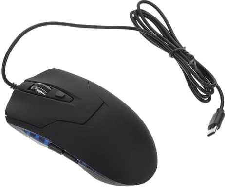Holibanna Souris Filaire USB-c Noire avec 6 Boutons Silencieux Rétroéclairage LED Bleu Câble 1,5 M Souris Ergonomique pour Ordinateur Portable et Bureau Gaming Précise Compatible PC