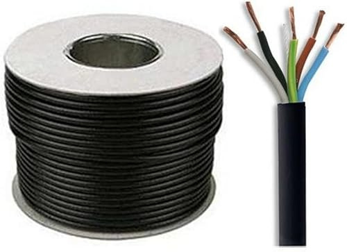Black 5 Core Flex 3185Y 0.75mm 1.0mm 1.5mm 2.5mm Mains Wire Cable Electric (10, 1.5mm²)