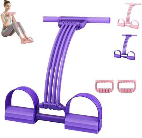 Cuerda de tensión multifunción con Mango, Banda de Resistencia de Pedal de 8 Tubos, Resistencia de Bandas de Ejercicio elásticas Ajustables, para Abdomen Cintura Brazo Pierna Purple