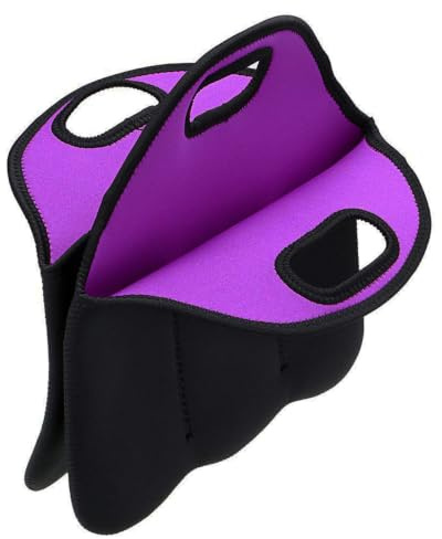 Ticha 6-Flaschen Isolierte Neopren-Tragetasche Für Bier, Dosen, Getränke, Flaschen, Schwarz Und Lila, Extra Dick