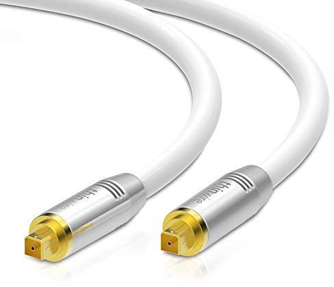 conecto thinwire Premium Toslink Kabel (TOSLINK Stecker - TOSLINK Stecker), Metall, vergoldet, weiß 3,00m