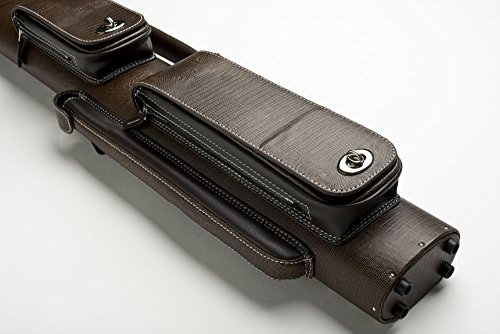 CUEL Billard-Köcher „Hustler Brown“ 2/2 für Pool-Billard-Queues, braun, aus feinem Kunstleder, mit DREI Seitentaschen