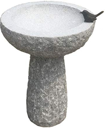 Dehner Vogeltränke, Ø 42 cm, Höhe 57 cm, Granit/Bronze, grau