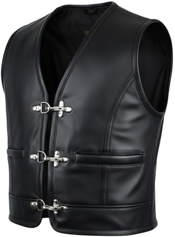 MDM Biker Lederkutte seitlich geschloßen, Herren, schwarz (Gr. 2XL)