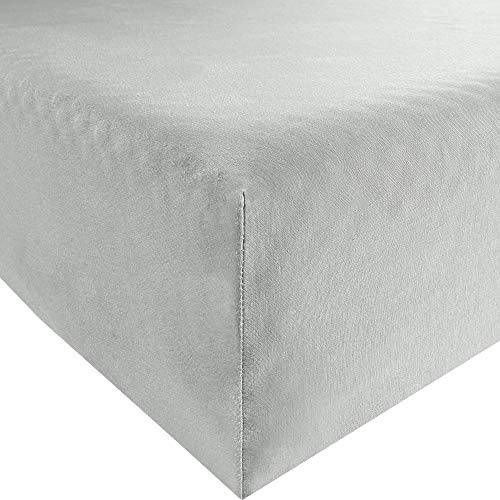 Erwin Müller Spannbettlaken, Spannbetttuch Bayreuth, Multi-Stretch-Jersey Silber Größe 90x190 cm - 100x200 cm - strapazierfähig, passformbeständig, mit Rundumgummi