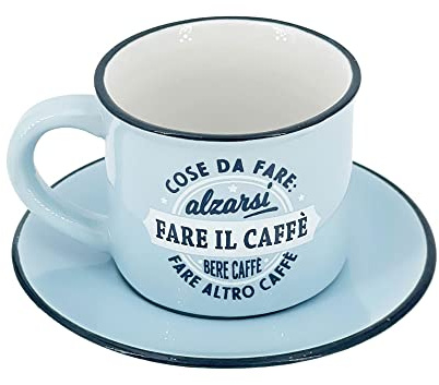 TAZZINA DA CAFFE' PERSONALIZZATA CON PIATTINO - COSE DA FARE: ALZARSI.