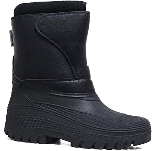 Groundwork Bottes en caoutchouc pour homme et femme - Résistantes à l'eau, à la pluie, à la neige, au ski, à la ferme, PU Noir, 42 1/3 EU