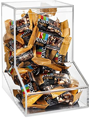 SimplyImagine Distributeur de bonbons en acrylique avec 2 couvercles pour bonbons en vrac, chewing-gum, sucettes, chocolat, comptoir et maison