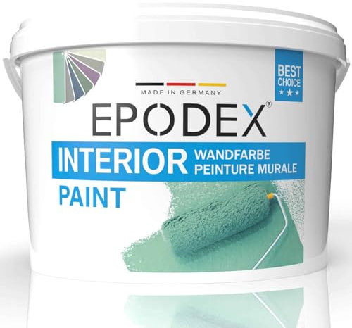 EPODEX Premium Wandfarbe mit Wand-Schutz-Formel, Hochdeckend, abwaschbar, spritzfrei & geruchlos, Seidenmatte & atmungsaktive Wandfarbe, 3kg (25m² bei einmaligem Anstrich) - Taupe