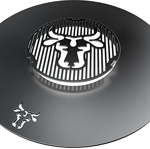 tuning-art GR06 Grillring + Grilleinsatz | Rund | BBQ Motiv | Stahl | Grillrost für Grillplatte Plancha