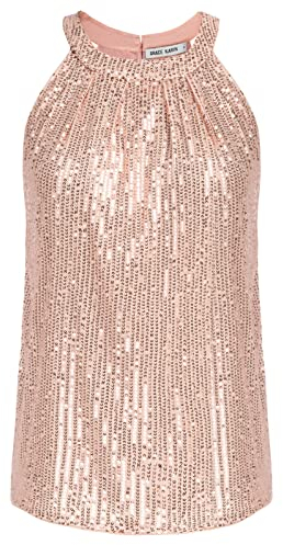 GRACE KARIN Donna Tank Top Senza Spalline Girocollo Stile Halter Camicetta Morbido Elegante Rosa L