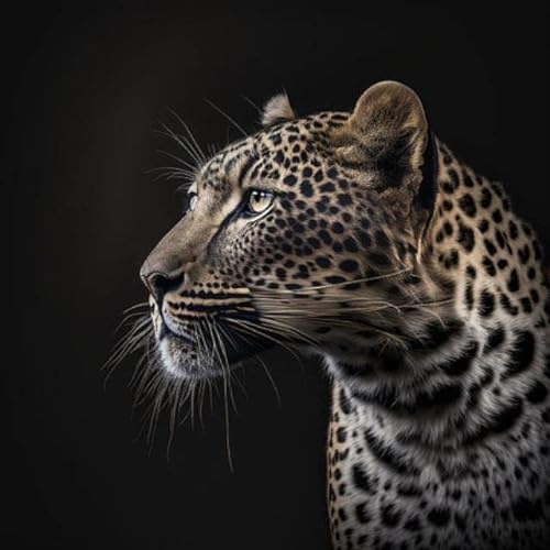 adrium Acryl-Bild 90 x 90 cm: Wildes Tier-Leopard-Porträt. Abbildung AI generativ (198407007)