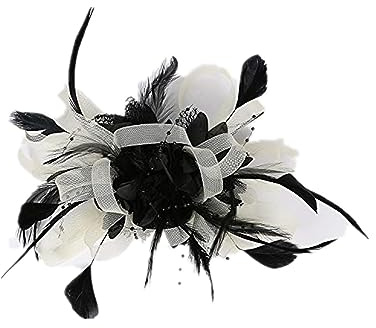 SJTJSPX Damen Fascinator Hut Zubehör Haar Mesh Netz Hut Hochzeit Elegant Schleier Stirnband Clip Haarreif Braut Kirchenhüte Tea Party Cocktail Royal Ascot, Beige-Schwarz